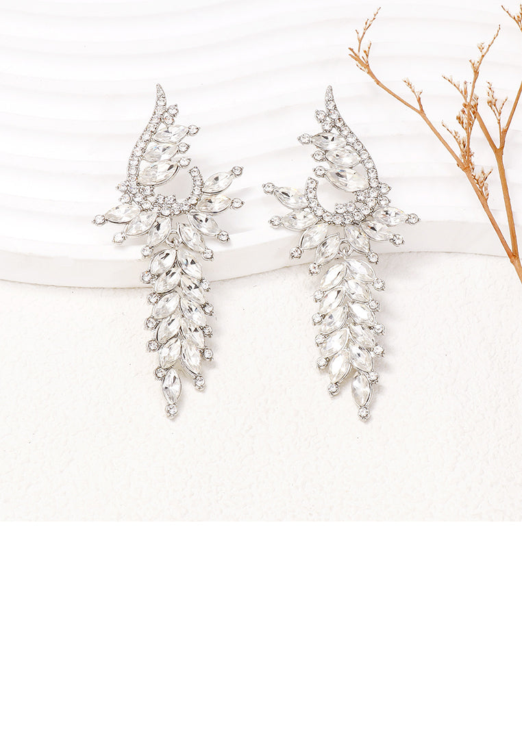 Fashion Elegant Geometric Tassel Earrings with White Cubic Zirconia - Luxurious Look