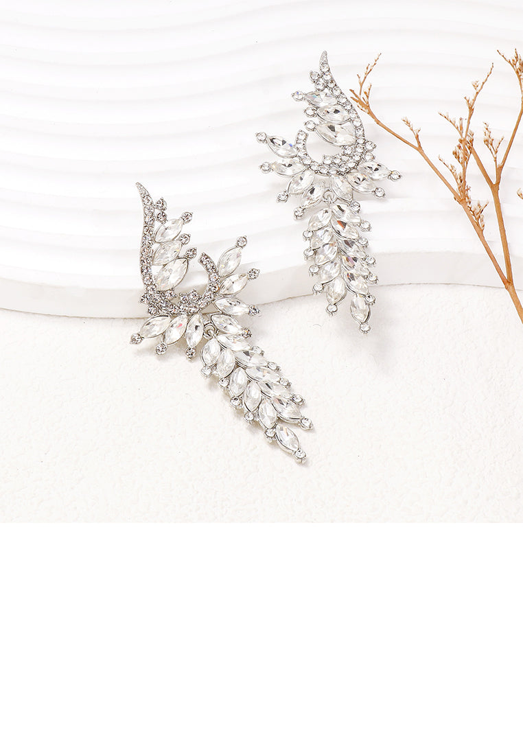 Fashion Elegant Geometric Tassel Earrings with White Cubic Zirconia - Luxurious Look