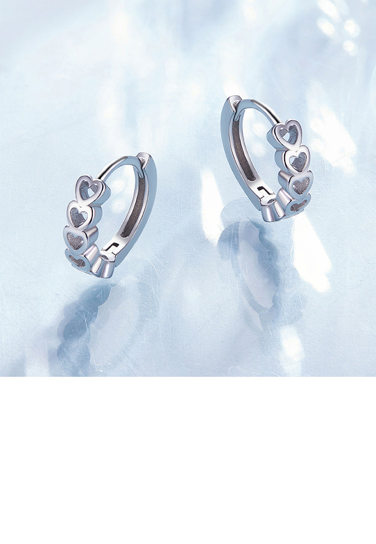 925 Sterling Silver Fashion Simple Hollow Heart Geometric Earrings