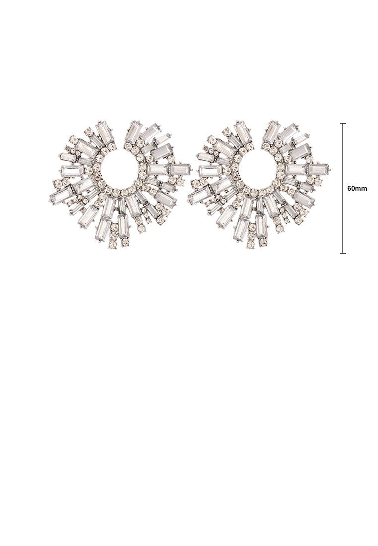 Fashion Brilliant Plated Gold Geometric Stud Earrings with White Cubic Zirconia - Luxurious Look