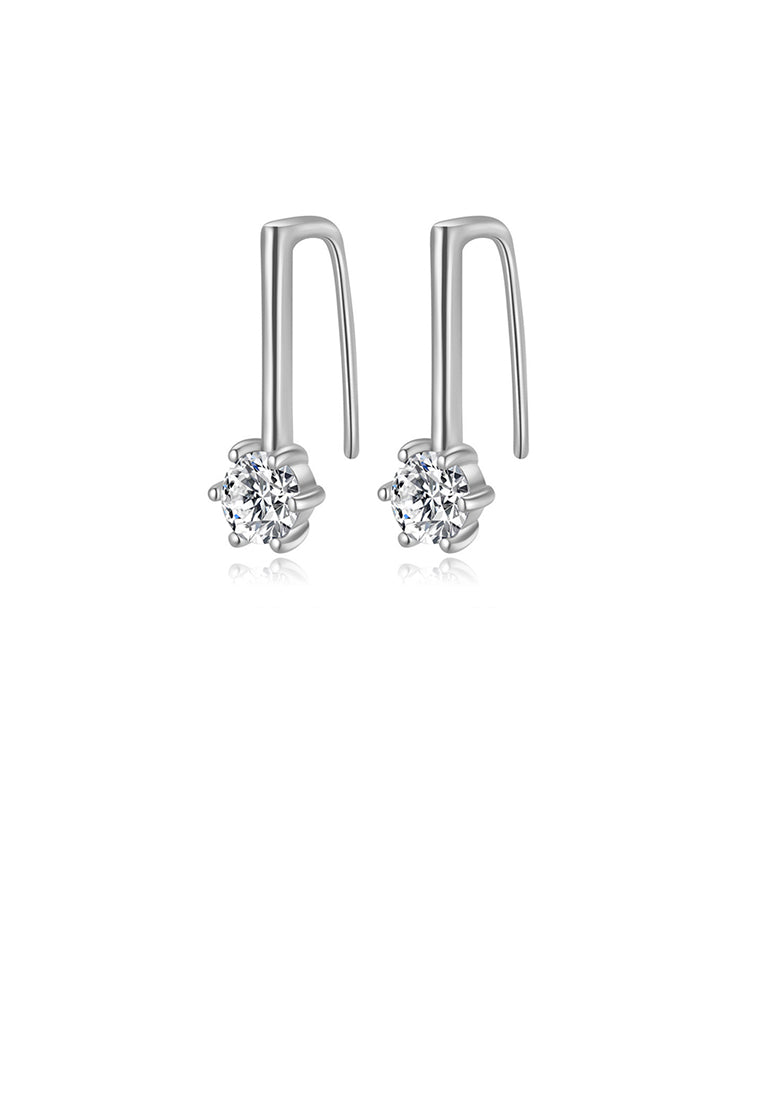 925 Sterling Silver Simple Personality Geometric Earrings with Cubic Zirconia - Luxurious Look