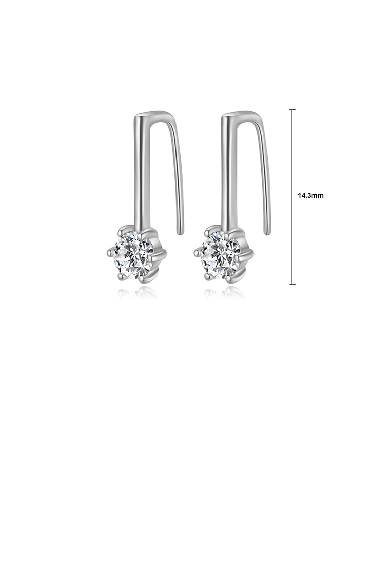 925 Sterling Silver Simple Personality Geometric Earrings with Cubic Zirconia - Luxurious Look