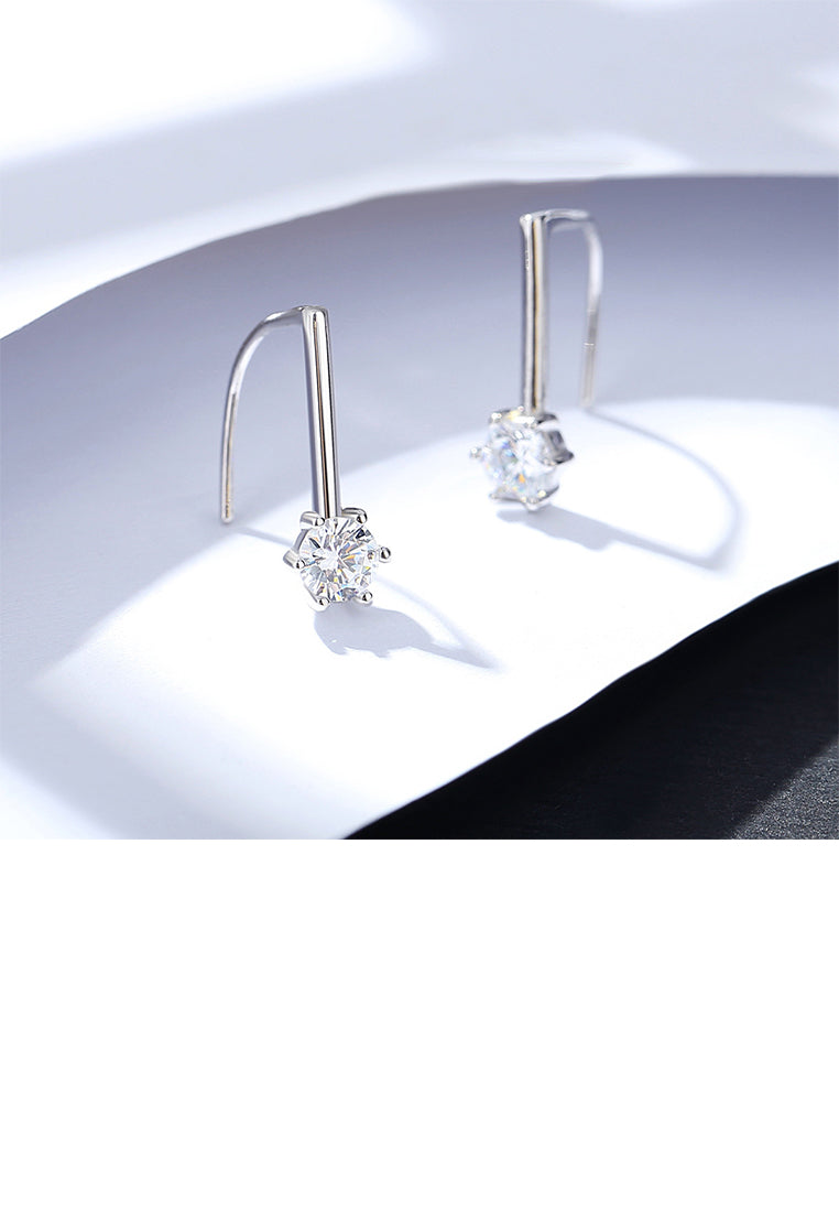 925 Sterling Silver Simple Personality Geometric Earrings with Cubic Zirconia - Luxurious Look