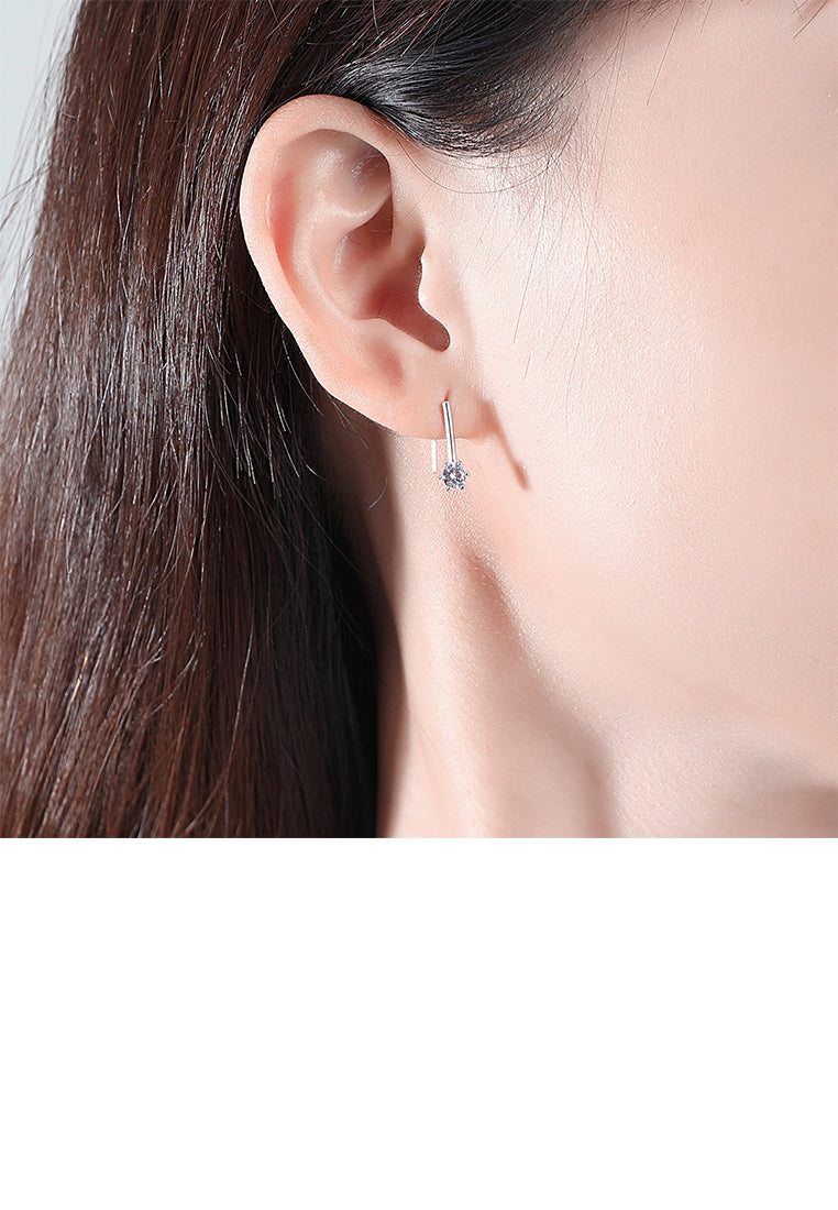 925 Sterling Silver Simple Personality Geometric Earrings with Cubic Zirconia - Luxurious Look