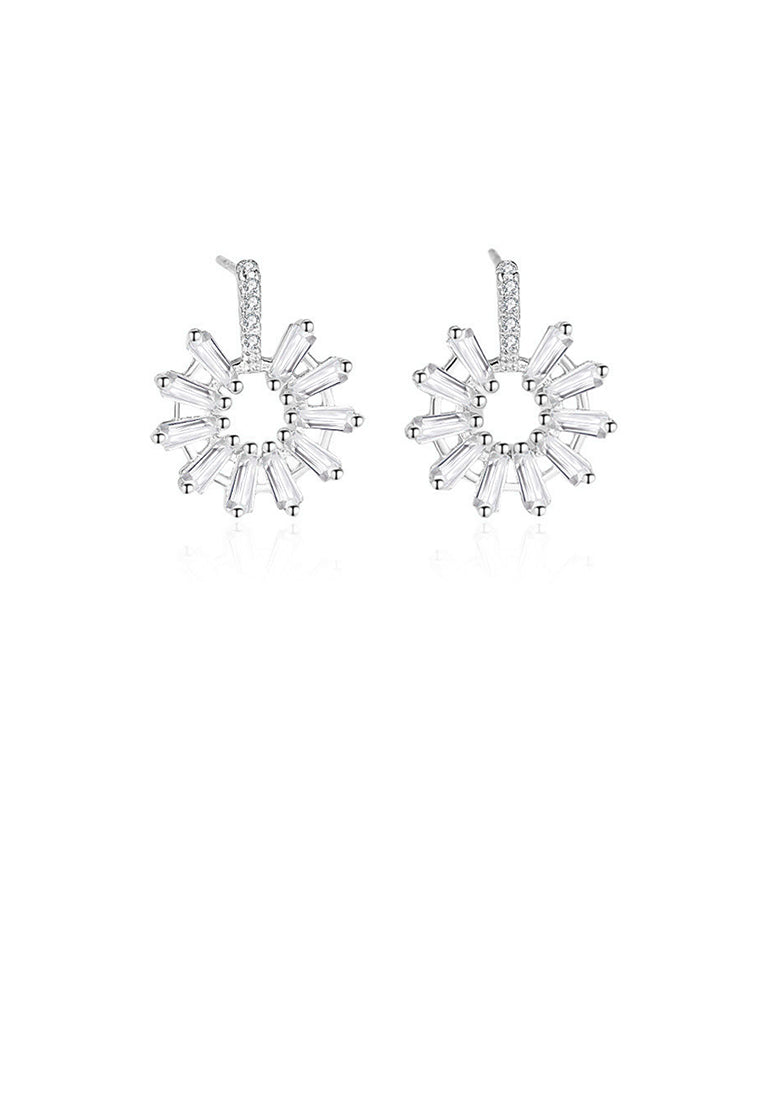 925 Sterling Silver Fashion Temperament Sunflower Earrings with Cubic Zirconia - Luxurious Look