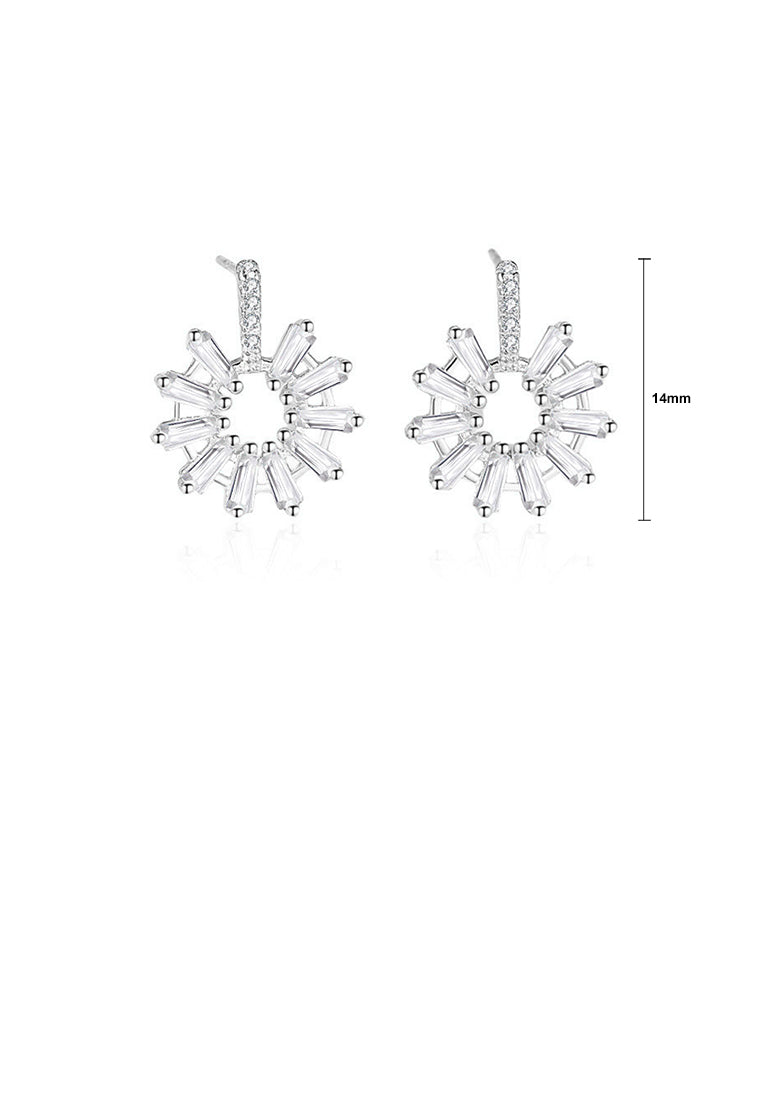 925 Sterling Silver Fashion Temperament Sunflower Earrings with Cubic Zirconia - Luxurious Look