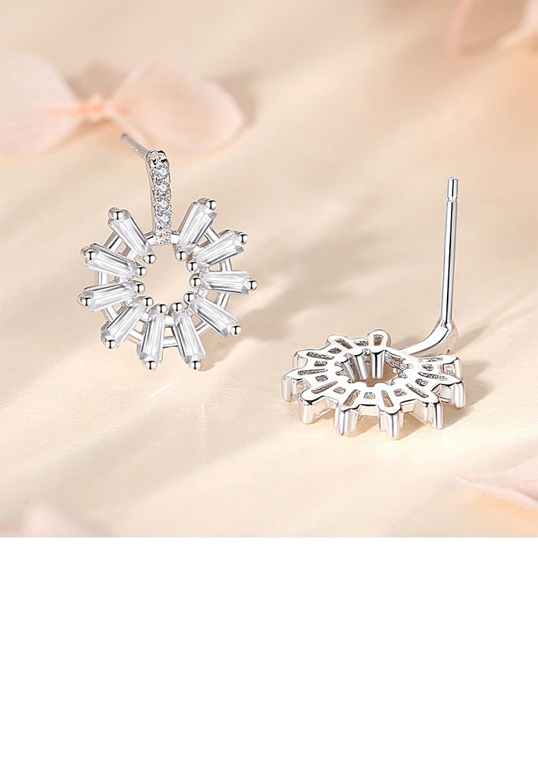 925 Sterling Silver Fashion Temperament Sunflower Earrings with Cubic Zirconia - Luxurious Look