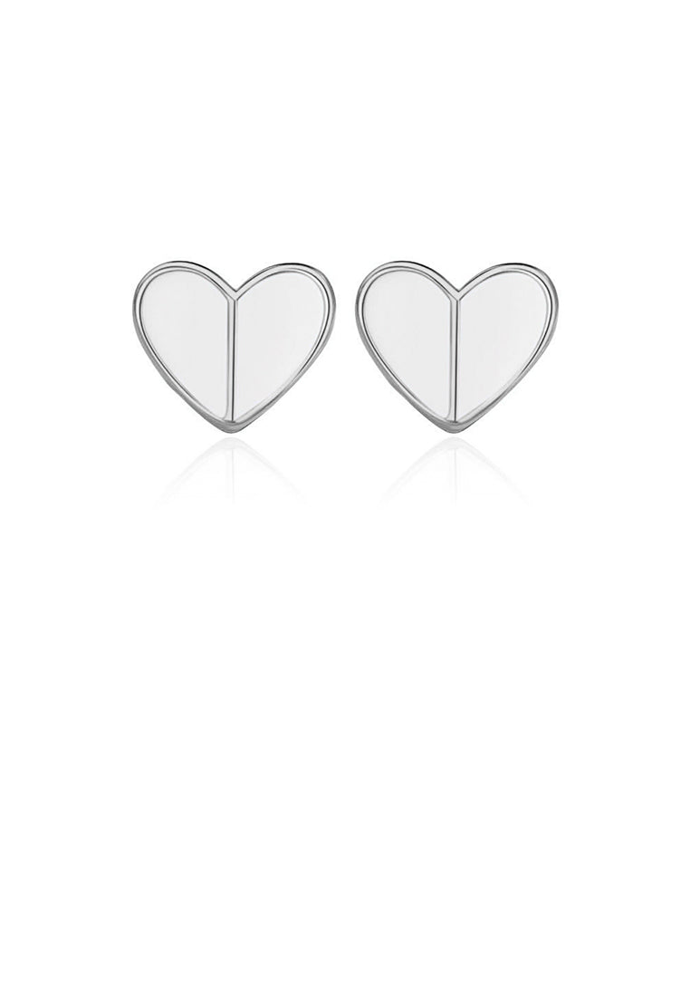 925 Sterling Silver Simple and Cute Enamel Heart-shaped Stud Earrings