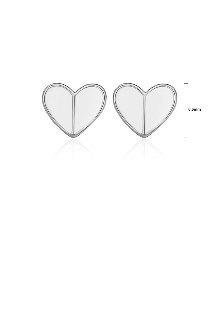 925 Sterling Silver Simple and Cute Enamel Heart-shaped Stud Earrings