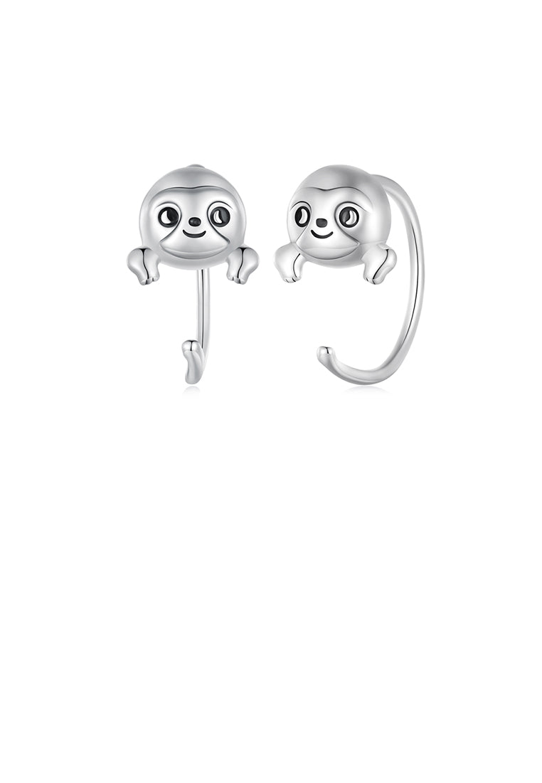 925 Sterling Silver Simple Cute Sloth Geometric Earrings
