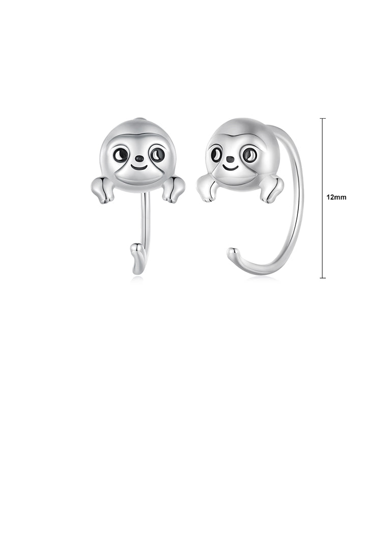 925 Sterling Silver Simple Cute Sloth Geometric Earrings