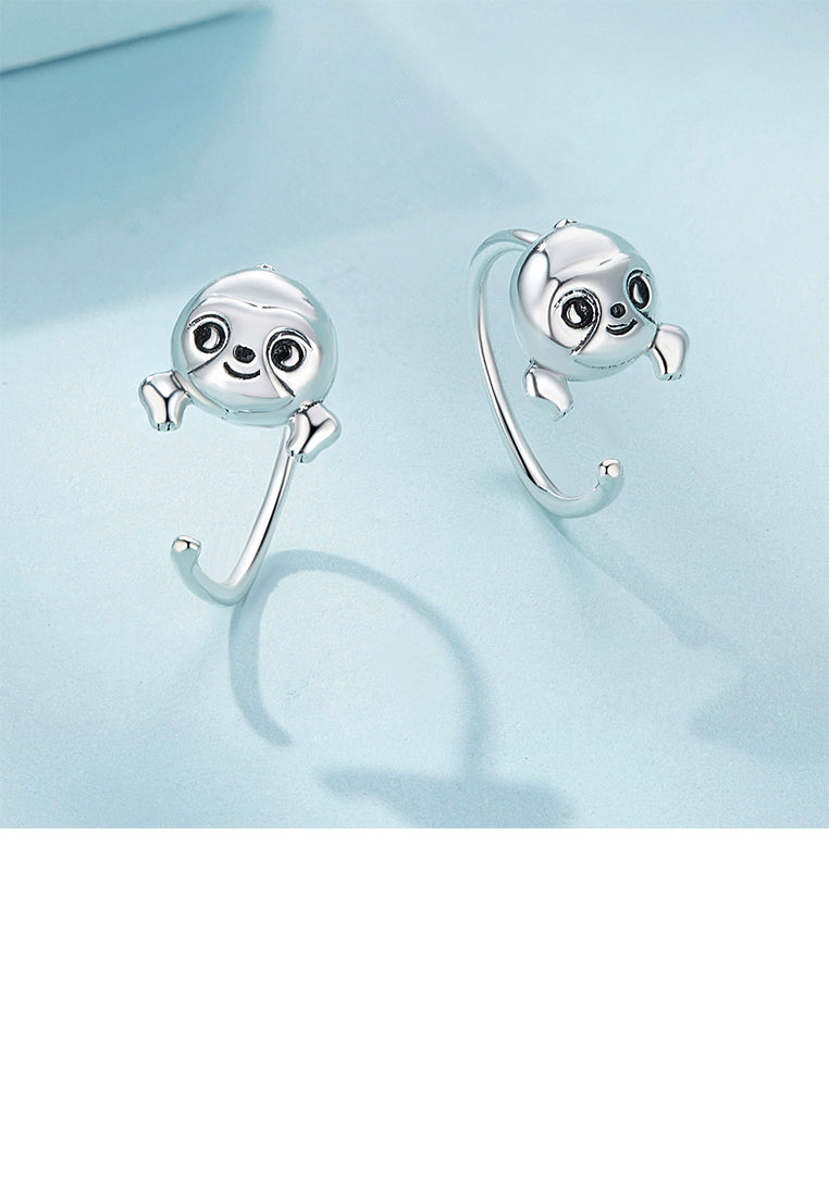 925 Sterling Silver Simple Cute Sloth Geometric Earrings