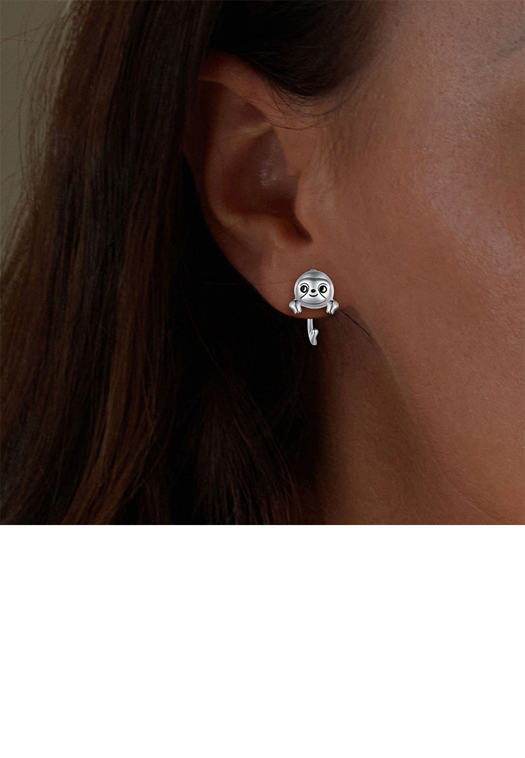 925 Sterling Silver Simple Cute Sloth Geometric Earrings