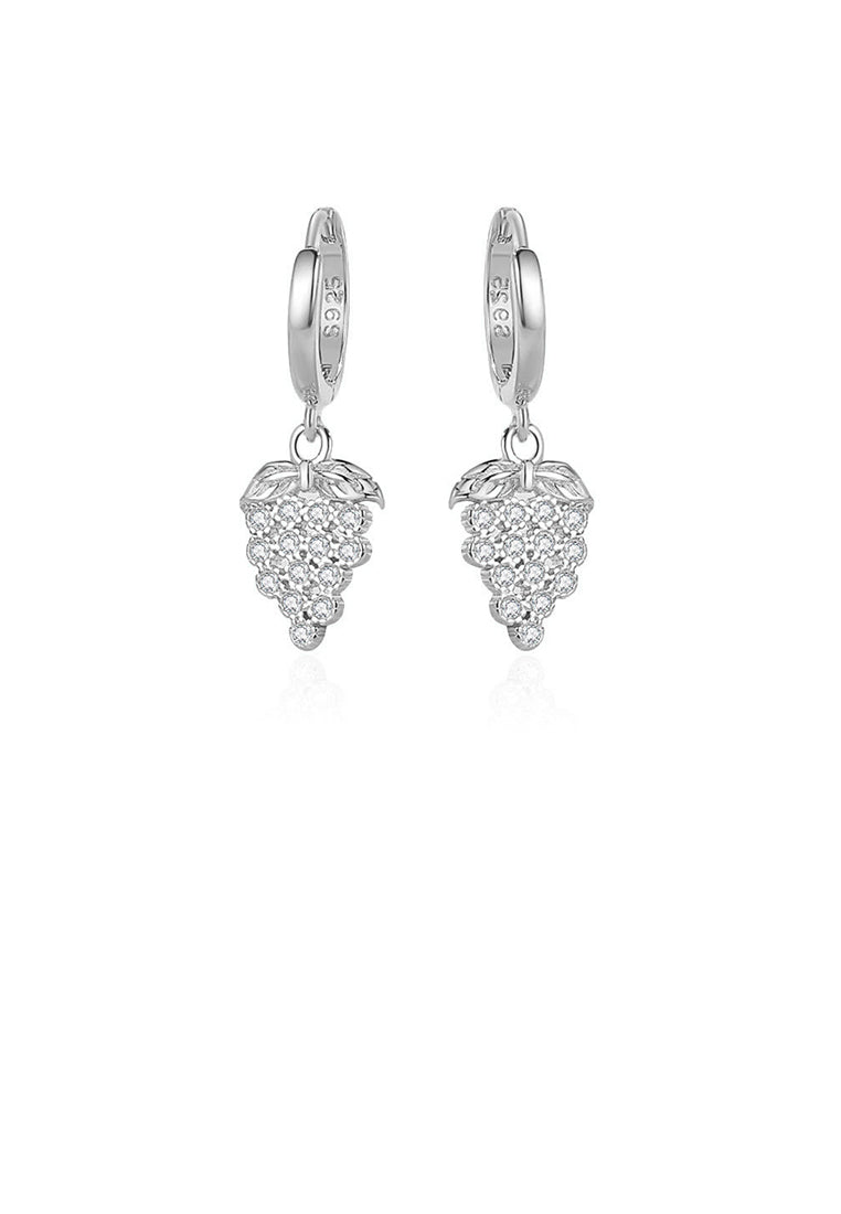 925 Sterling Silver Simple Sweet Grape Earrings with Cubic Zirconia - Luxurious Look