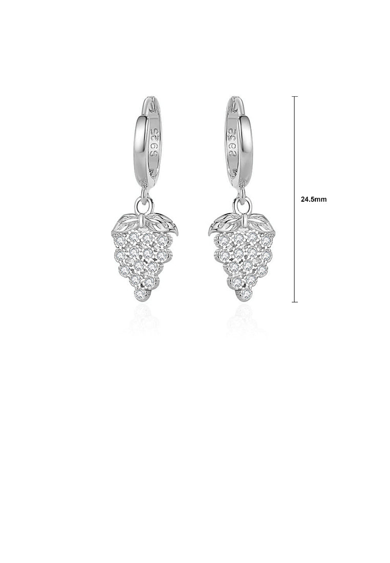 925 Sterling Silver Simple Sweet Grape Earrings with Cubic Zirconia - Luxurious Look