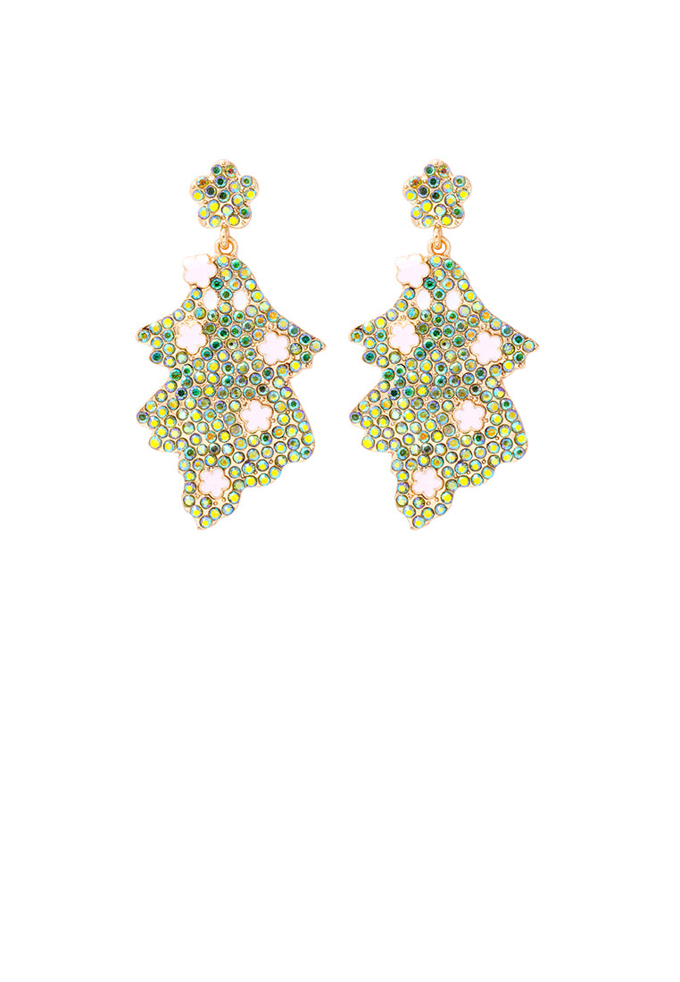 Fashion and Creative Plated Gold Ghost Earrings with Green Cubic Zirconia - Luxurious Look