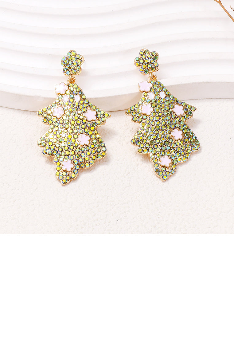 Fashion and Creative Plated Gold Ghost Earrings with Green Cubic Zirconia - Luxurious Look