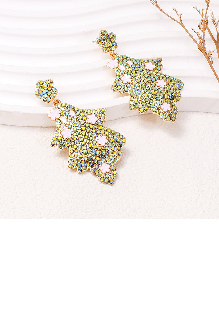 Fashion and Creative Plated Gold Ghost Earrings with Green Cubic Zirconia - Luxurious Look