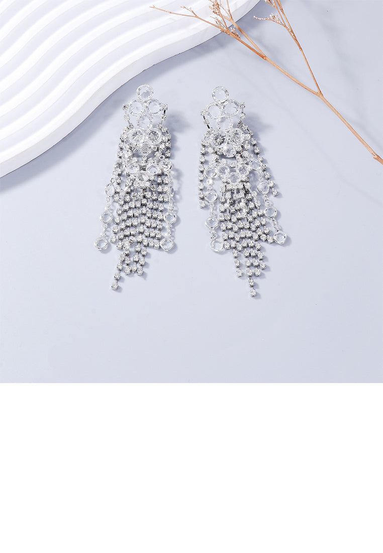 Fashion Brilliant Geometric Tassel Earrings with Cubic Zirconia - Luxurious Look