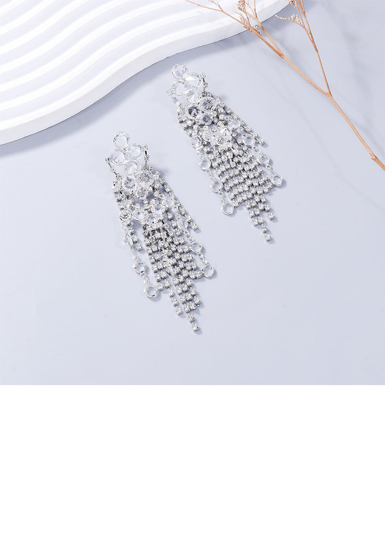 Fashion Brilliant Geometric Tassel Earrings with Cubic Zirconia - Luxurious Look
