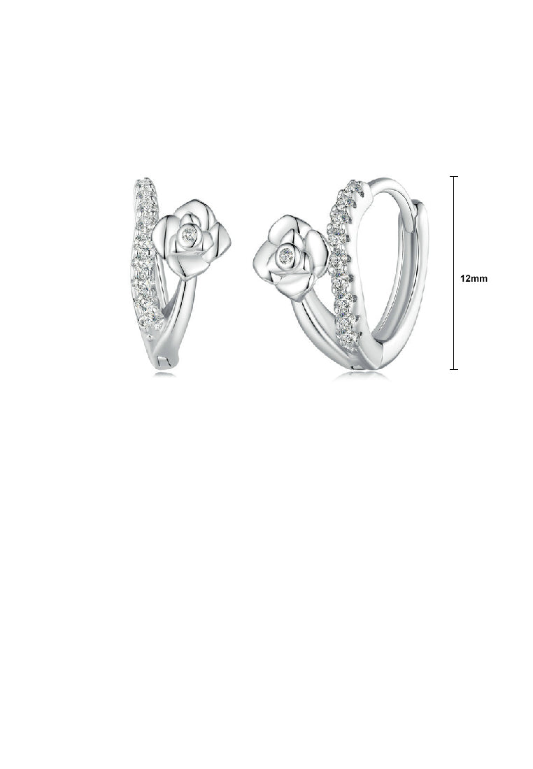 925 Sterling Silver Fashion Simple Flower Geometric Circle Stud Earrings with Cubic Zirconia - Luxurious Look