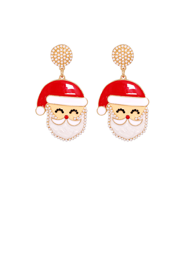 Fashion Simple Plated Gold Santa Earrings with Imitation Pearls