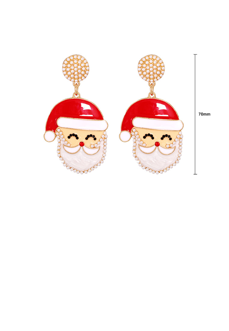 Fashion Simple Plated Gold Santa Earrings with Imitation Pearls