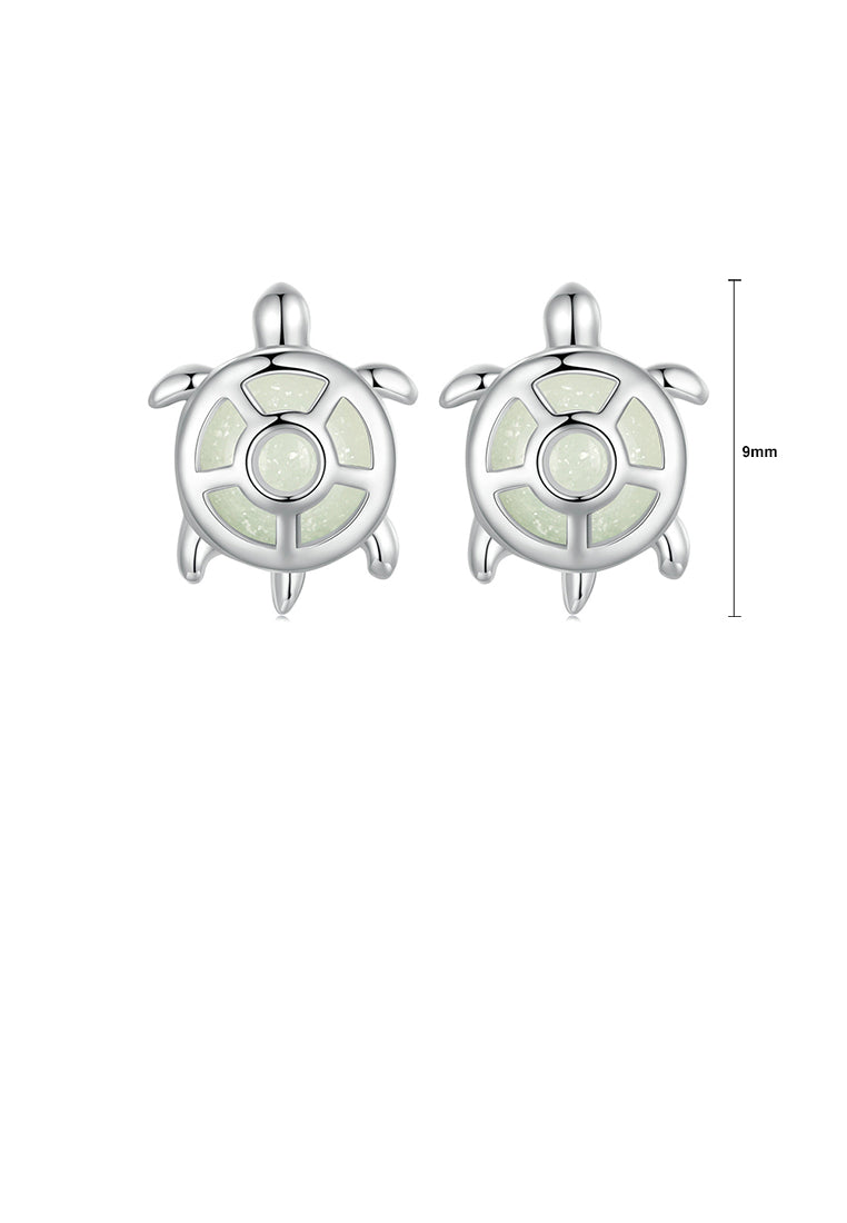 925 Sterling Silver Simple and Cute Hollow Turtle Stud Earrings