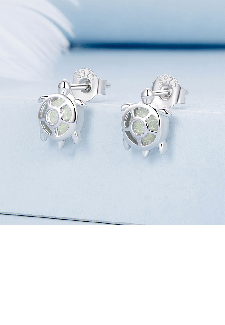 925 Sterling Silver Simple and Cute Hollow Turtle Stud Earrings