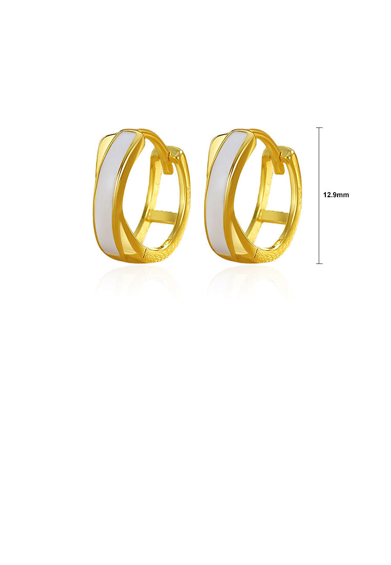 925 Sterling Silver Plated Gold Simple Personalized Cross Shell Geometric Earrings