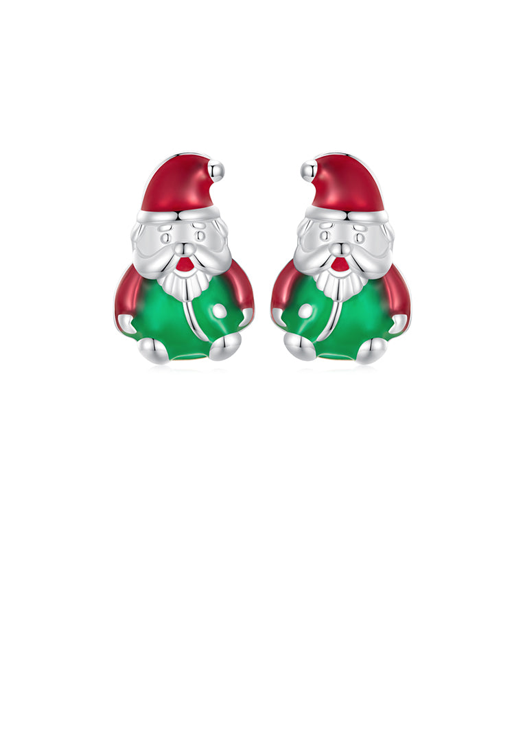 925 Sterling Silver Simple Cute Santa Claus Stud Earrings