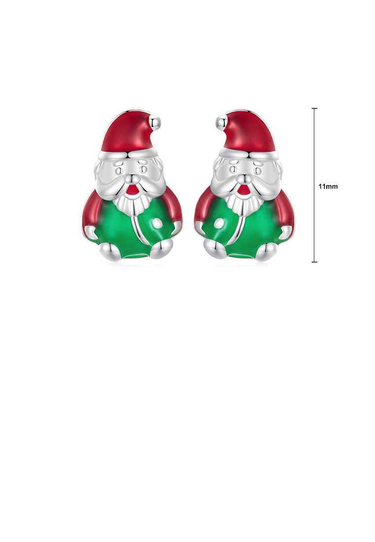 925 Sterling Silver Simple Cute Santa Claus Stud Earrings
