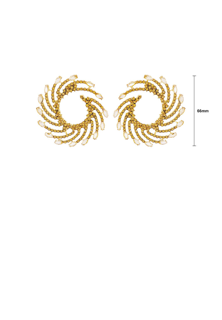 Fashion and Personalized Plated Gold Whirlwind Fireworks Stud Earrings with Yellow Cubic Zirconia - Luxurious Look