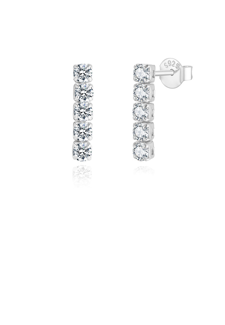 925 Sterling Silver Simple Fashion Geometric Stud Earrings with Cubic Zirconia - Luxurious Look