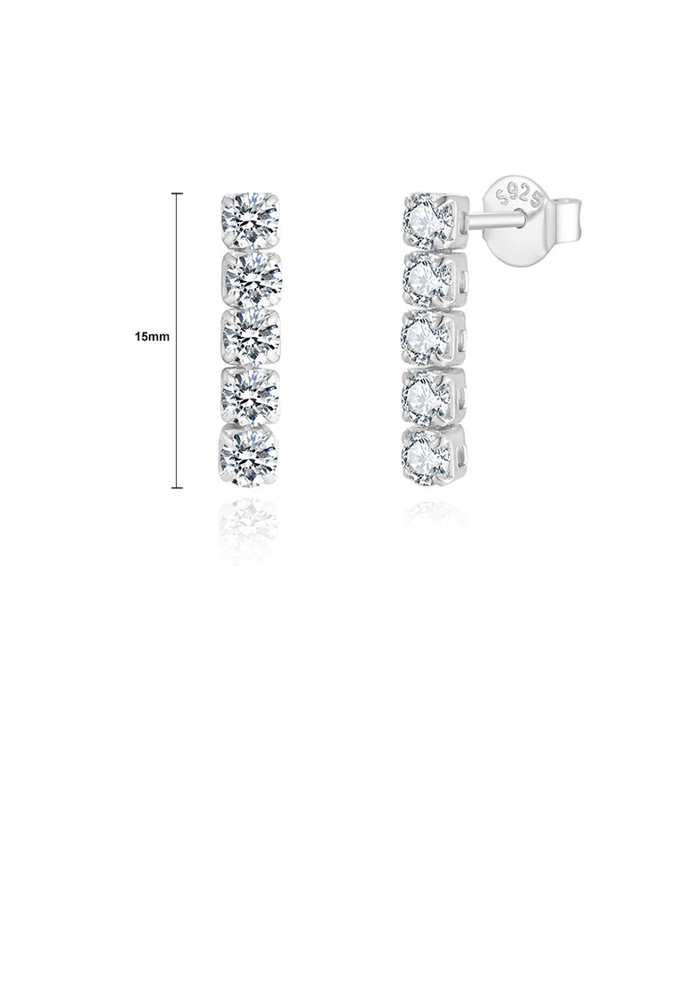 925 Sterling Silver Simple Fashion Geometric Stud Earrings with Cubic Zirconia - Luxurious Look