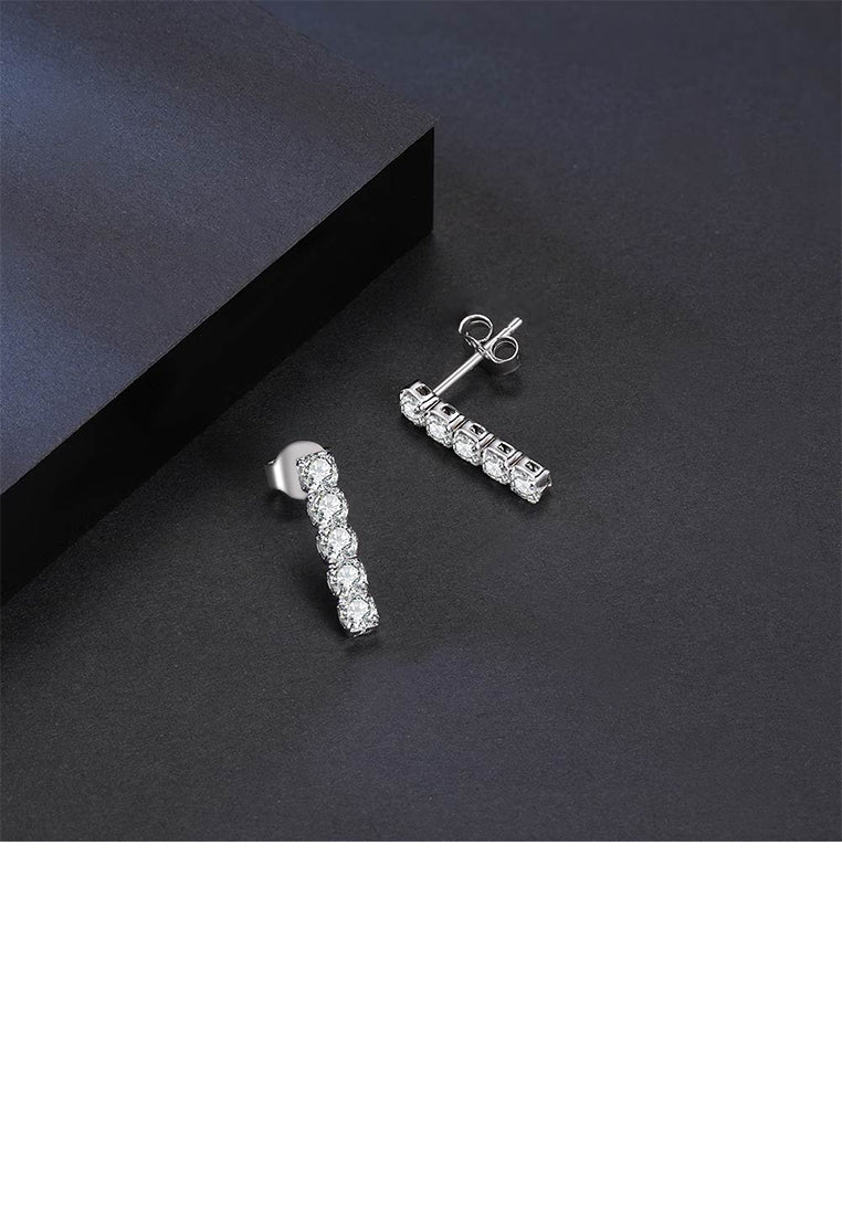 925 Sterling Silver Simple Fashion Geometric Stud Earrings with Cubic Zirconia - Luxurious Look