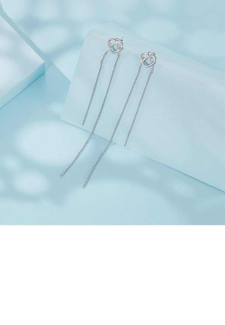 925 Sterling Silver Simple and Fashion Heart-shaped Tassel Stud Earrings