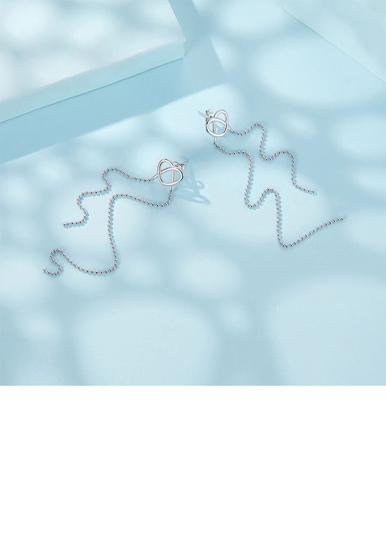 925 Sterling Silver Simple and Fashion Heart-shaped Tassel Stud Earrings