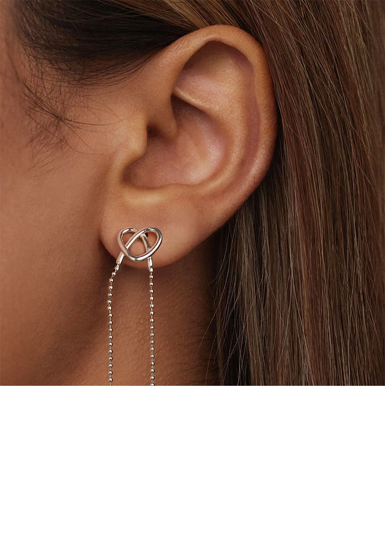 925 Sterling Silver Simple and Fashion Heart-shaped Tassel Stud Earrings