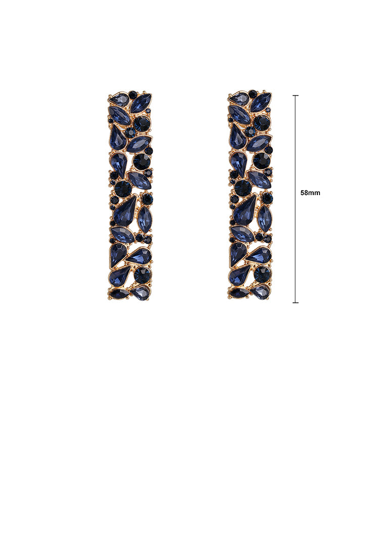 Fashion and Simple Plated Gold Geometric Strip Earrings with Blue Cubic Zirconia - Luxurious Look