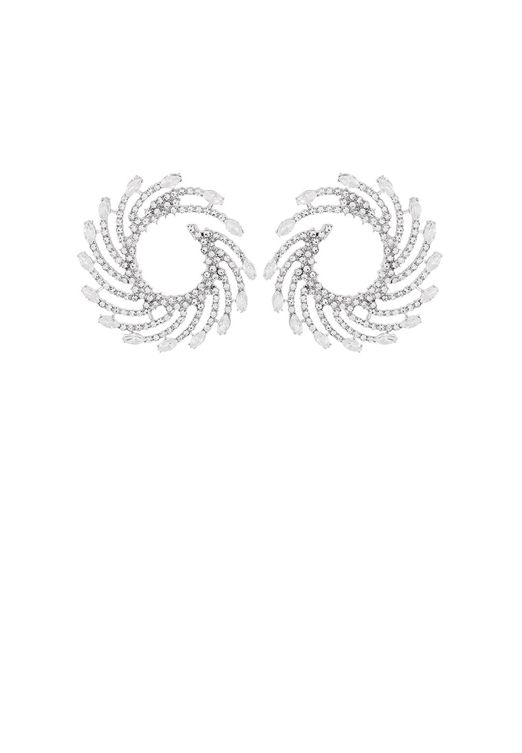 Fashion and Personalized Whirlwind Fireworks Stud Earrings with White Cubic Zirconia - Luxurious Look