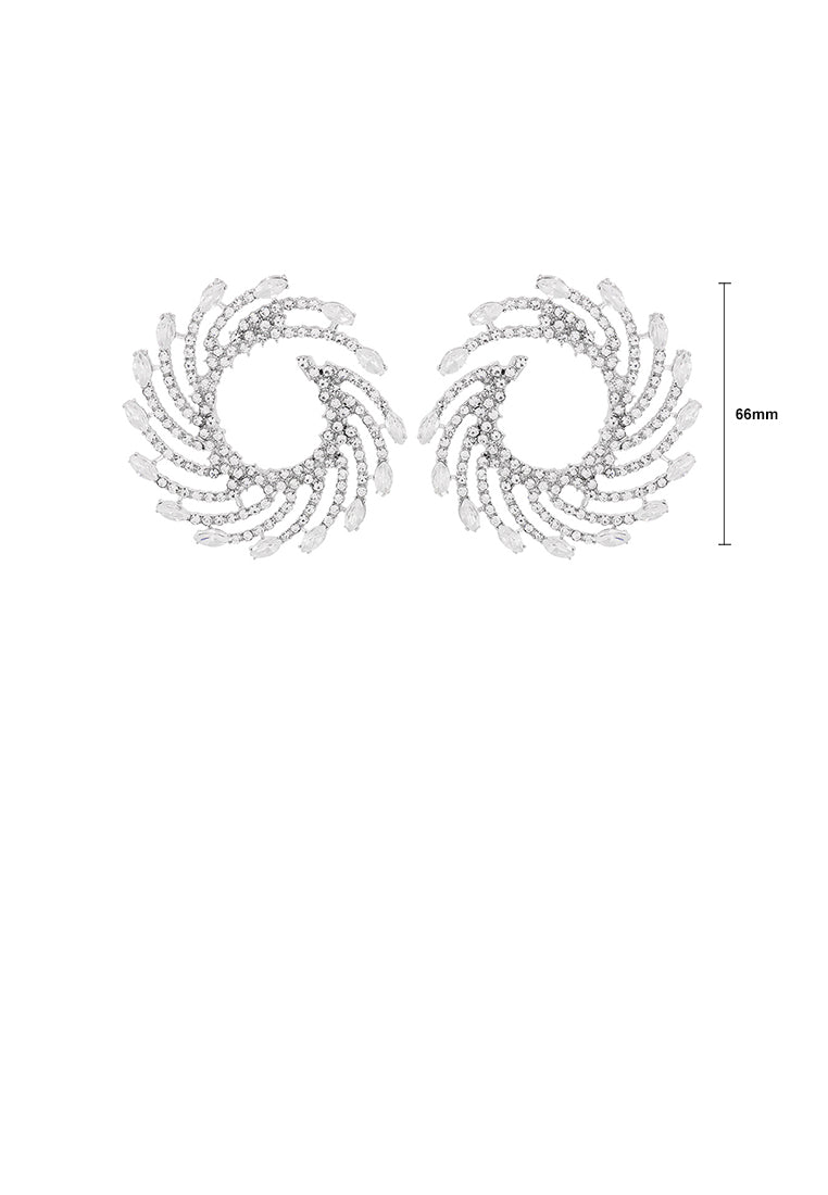 Fashion and Personalized Whirlwind Fireworks Stud Earrings with White Cubic Zirconia - Luxurious Look