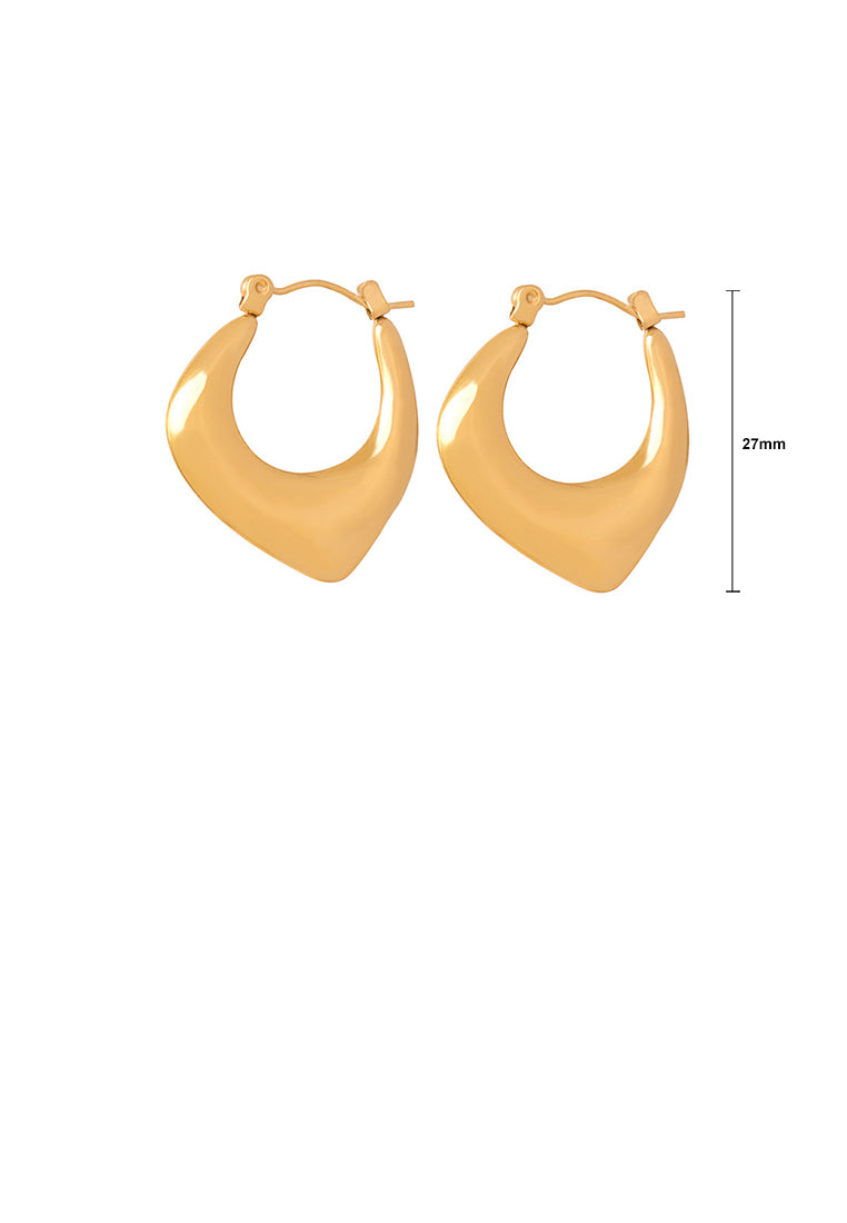 Simple and Personalized Plated Gold 316L Stainless Steel Hollow Geometric Earrings