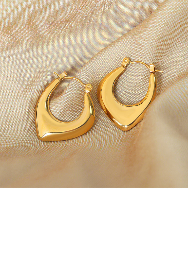 Simple and Personalized Plated Gold 316L Stainless Steel Hollow Geometric Earrings