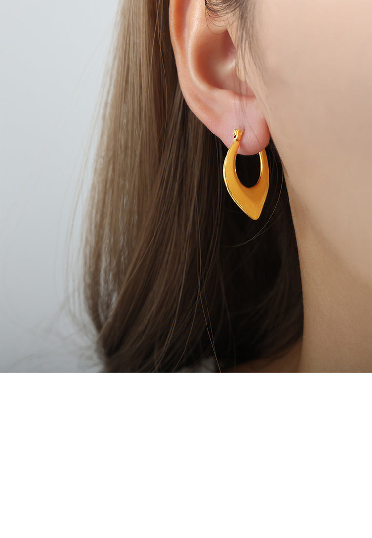 Simple and Personalized Plated Gold 316L Stainless Steel Hollow Geometric Earrings