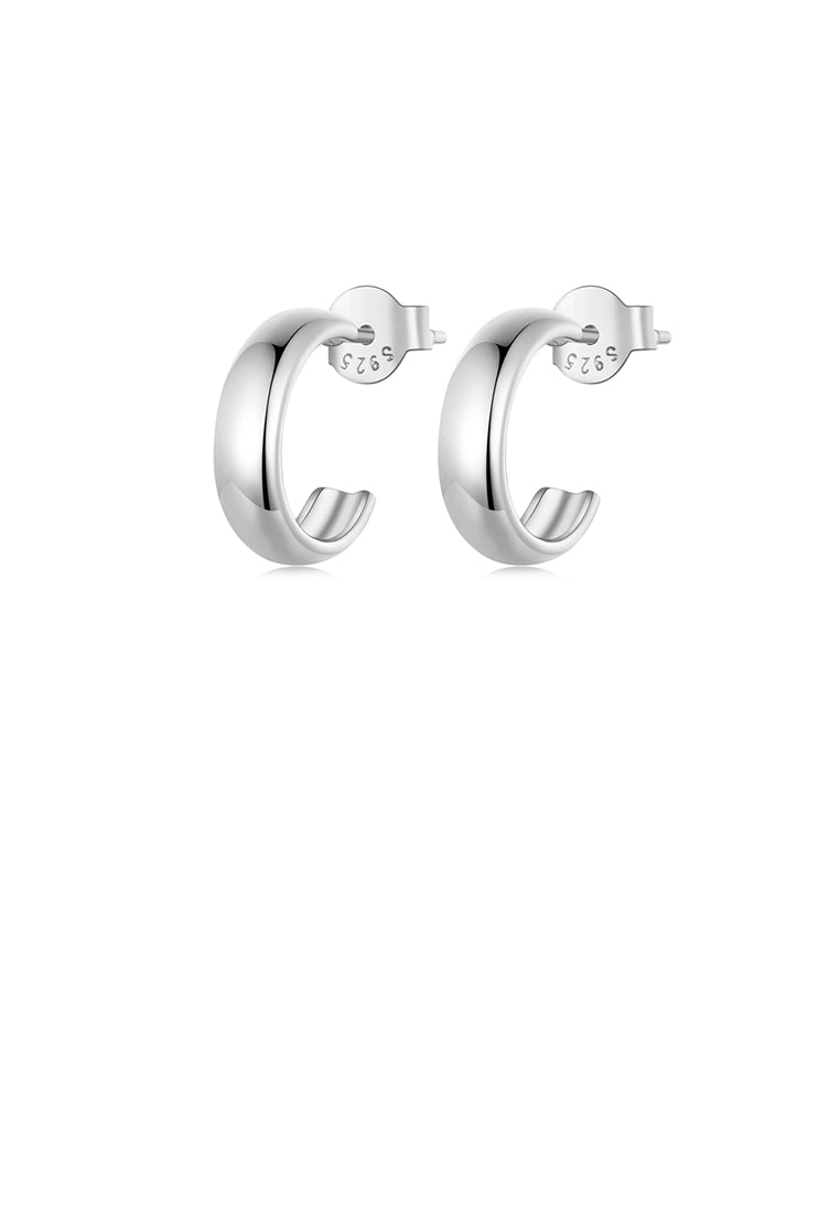 925 Sterling Silver Simple and Fashion C-shaped Geometric Stud Earrings