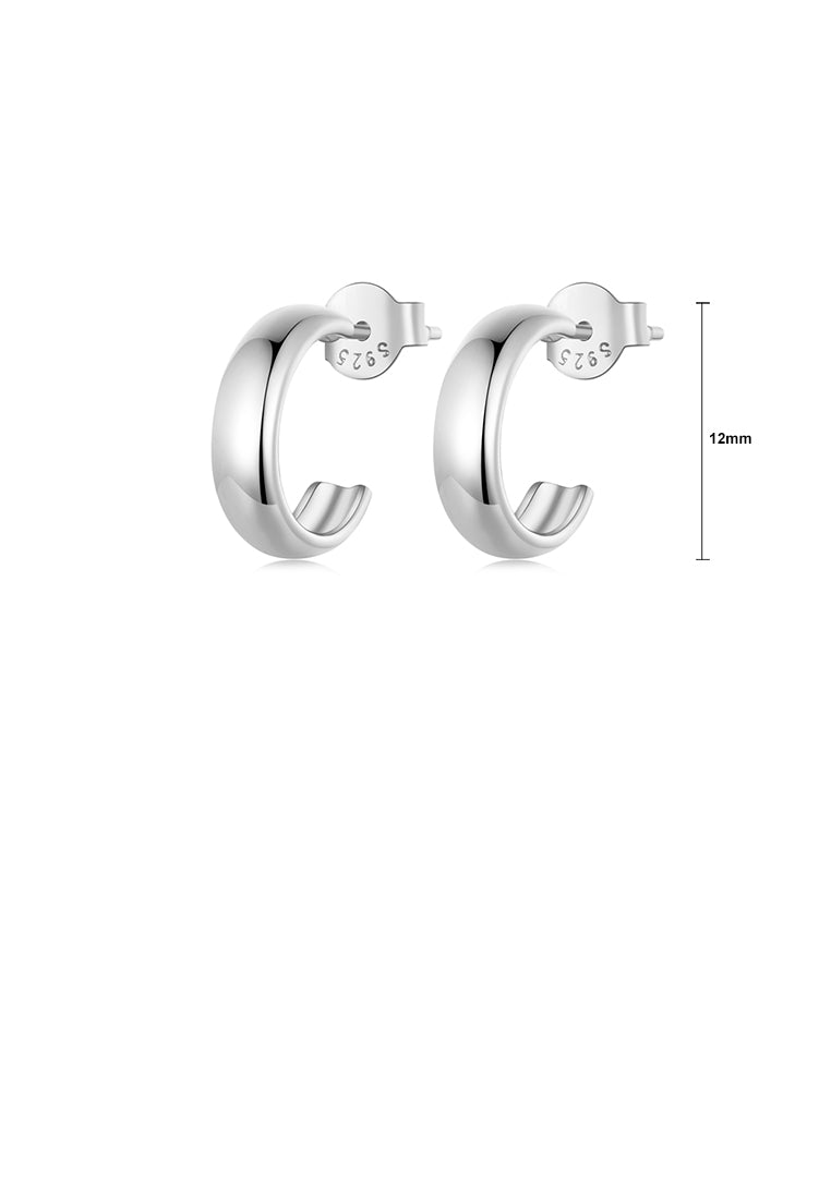 925 Sterling Silver Simple and Fashion C-shaped Geometric Stud Earrings