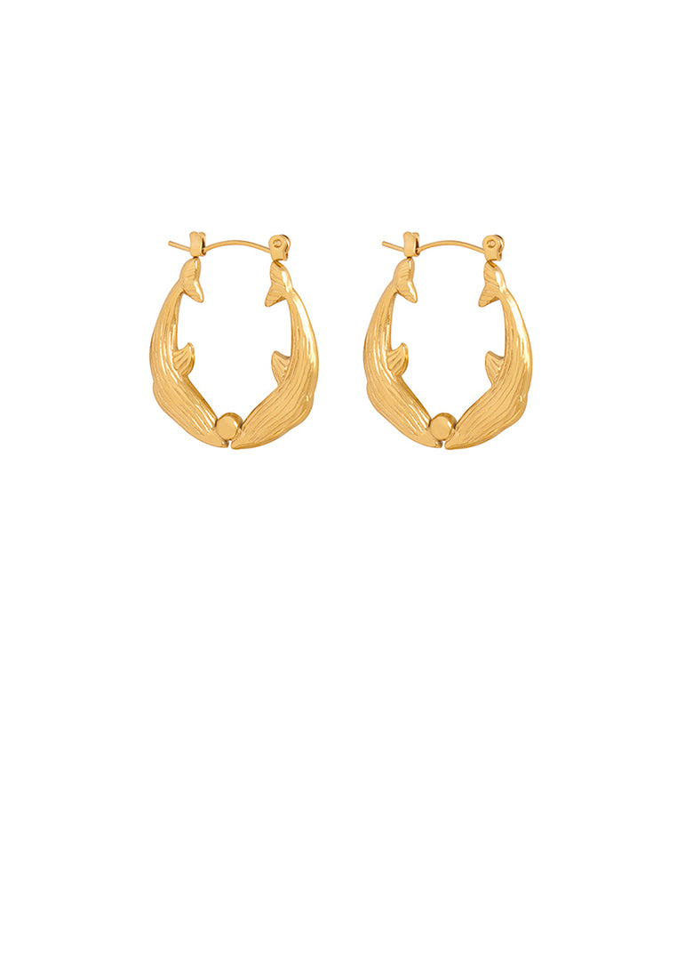 Fashion and Creative Plated Gold 316L Stainless Steel Dolphin Earrings