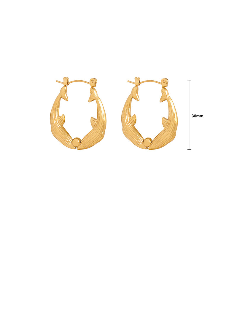 Fashion and Creative Plated Gold 316L Stainless Steel Dolphin Earrings