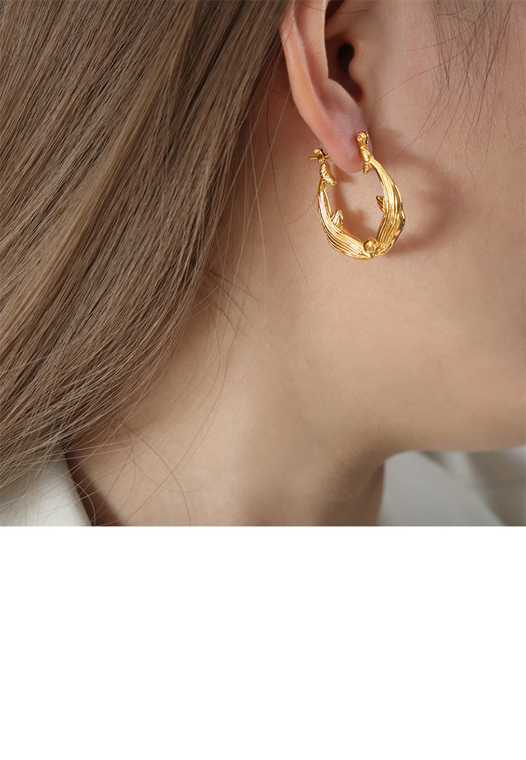 Fashion and Creative Plated Gold 316L Stainless Steel Dolphin Earrings